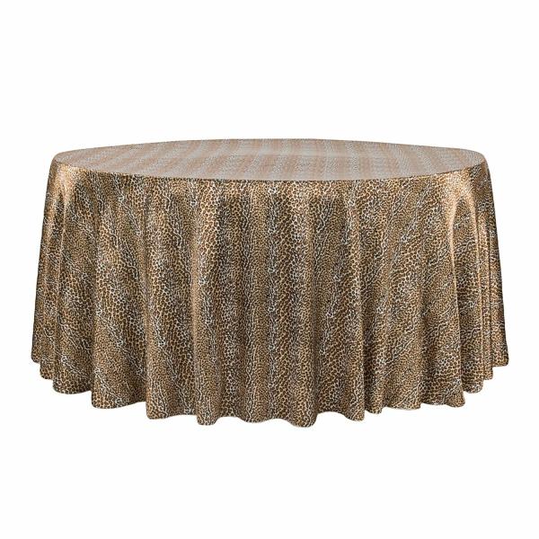 Satin Tablecloths | Sleek Satin Tablecloth 120" Round – Leopard Design Satin Tablecloths Satin Tablecloths