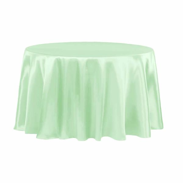 Satin Tablecloths | Sleek Satin Tablecloth 120" Round – Mint Green Satin Tablecloths Satin Tablecloths