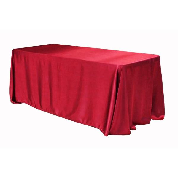 Satin Tablecloths | Sleek Satin Tablecloth 90"X132" Rectangular – Apple Red Satin Tablecloths Satin Tablecloths