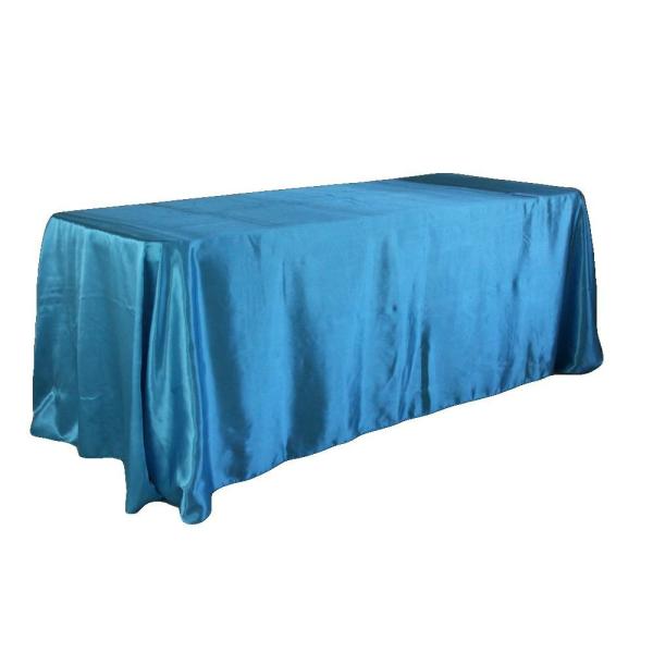 Satin Tablecloths | Sleek Satin Tablecloth 90"X132" Rectangular – Aqua Blue Satin Tablecloths Satin Tablecloths