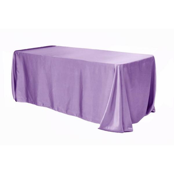 Satin Tablecloths | Sleek Satin Tablecloth 90"X132" Rectangular – Victorian Lilac/Wisteria Table Linens & Table Skirts Satin Tablecloths