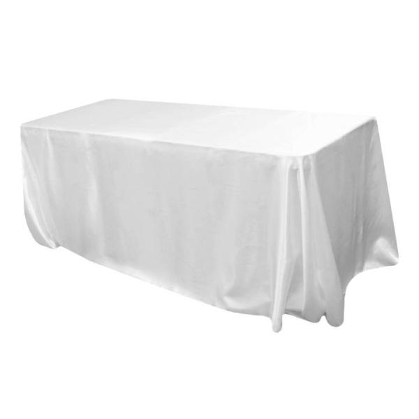 Satin Tablecloths | Sleek Satin Tablecloth 90"X132" Rectangular – White Satin Tablecloths Satin Tablecloths