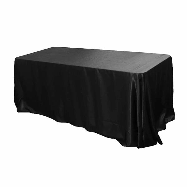 Satin Tablecloths | Sleek Satin Tablecloth 90"X156" Rectangular – Black Satin Tablecloths Satin Tablecloths