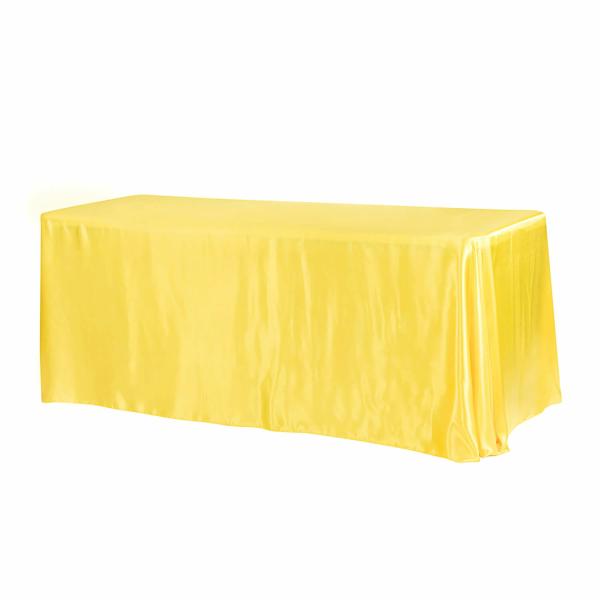 Satin Tablecloths | Sleek Satin Tablecloth 90"X156" Rectangular – Canary Yellow (Bright Yellow) Satin Tablecloths Satin Tablecloths