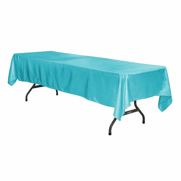 Satin Tablecloths | Sleek Satin Tablecloths 60"X120" Rectangular – Aqua Blue Satin Tablecloths Satin Tablecloths