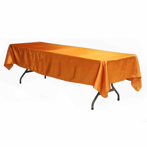 Satin Tablecloths | Sleek Satin Tablecloths 60"X120" Rectangular – Burnt Orange Satin Tablecloths Satin Tablecloths