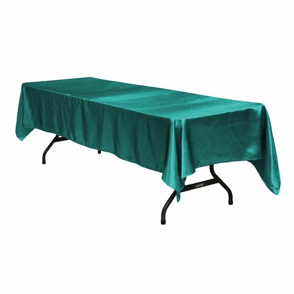 Satin Tablecloths | Sleek Satin Tablecloths 60"X120" Rectangular – Dark Turquoise Satin Tablecloths Satin Tablecloths