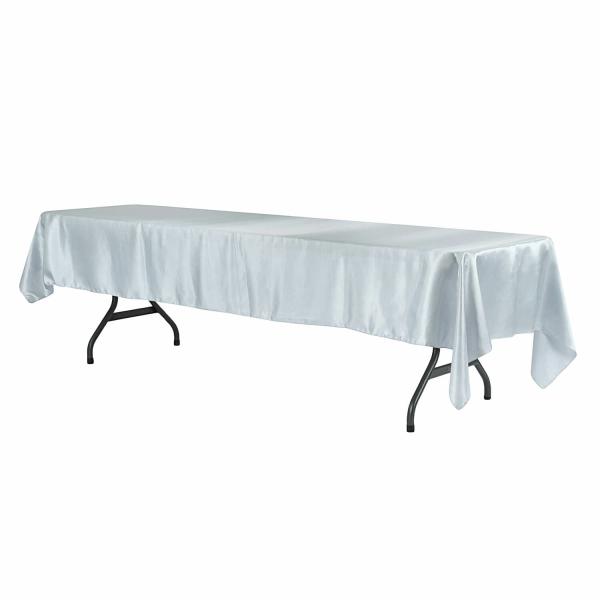 Satin Tablecloths | Sleek Satin Tablecloths 60"X120" Rectangular – Dusty Blue Satin Tablecloths Satin Tablecloths