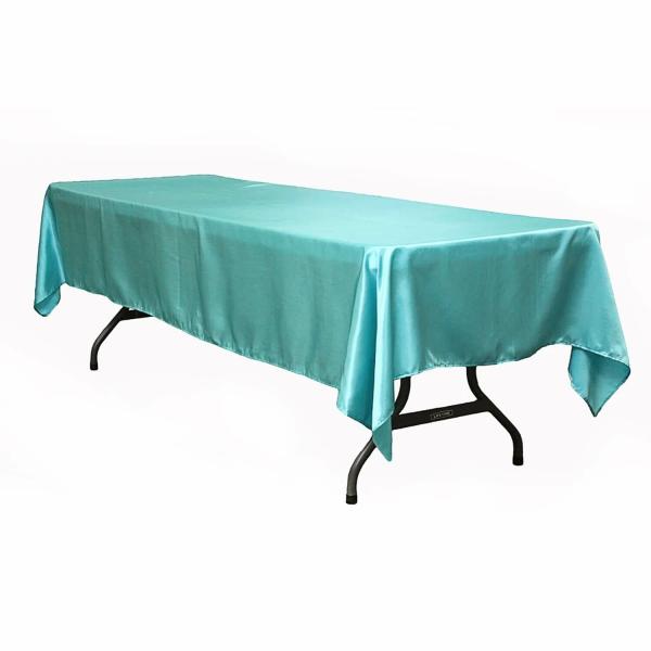 Satin Tablecloths | Sleek Satin Tablecloths 60"X120" Rectangular – Light Turquoise Satin Tablecloths Satin Tablecloths