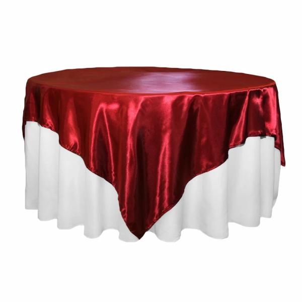 Satin Tablecloths | Sleek Satin Tablecloths 72" Square – Apple Red Satin Tablecloths Satin Tablecloths