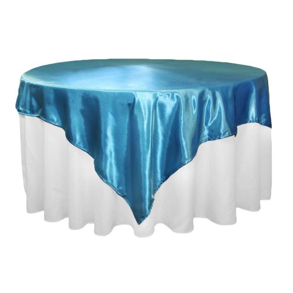 Satin Tablecloths | Sleek Satin Tablecloths 72" Square – Aqua Blue Satin Tablecloths Satin Tablecloths