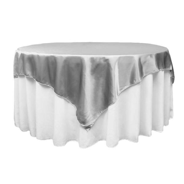 Satin Tablecloths | Sleek Satin Tablecloths 72" Square – Silver Satin Tablecloths Satin Tablecloths