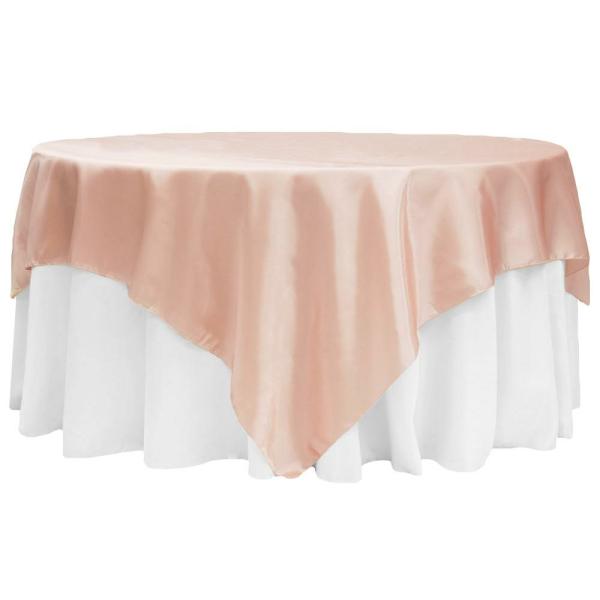 Satin Tablecloths | Sleek Satin Tablecloths 90" Square – Blush/Rose Gold Satin Tablecloths Satin Tablecloths