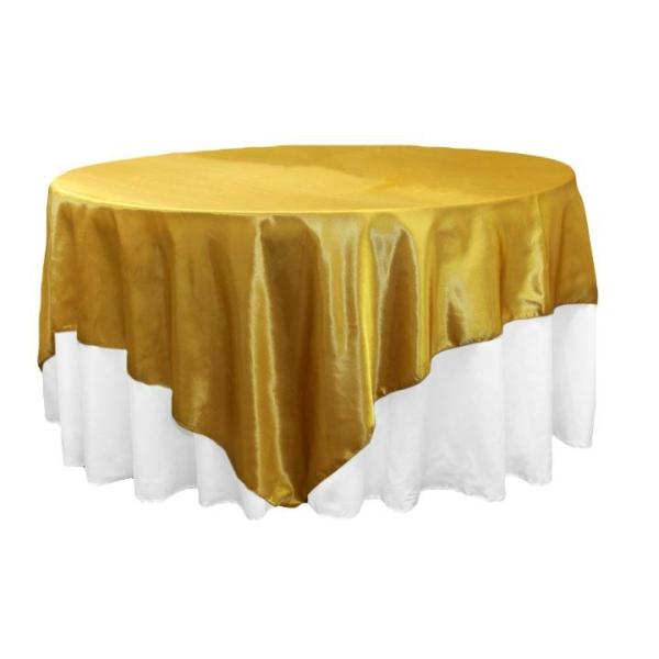 Satin Tablecloths | Sleek Satin Tablecloths 90" Square – Bright Gold Satin Tablecloths Satin Tablecloths