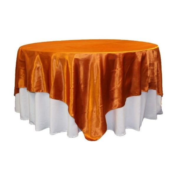 Satin Tablecloths | Sleek Satin Tablecloths 90" Square – Burnt Orange Satin Tablecloths Satin Tablecloths