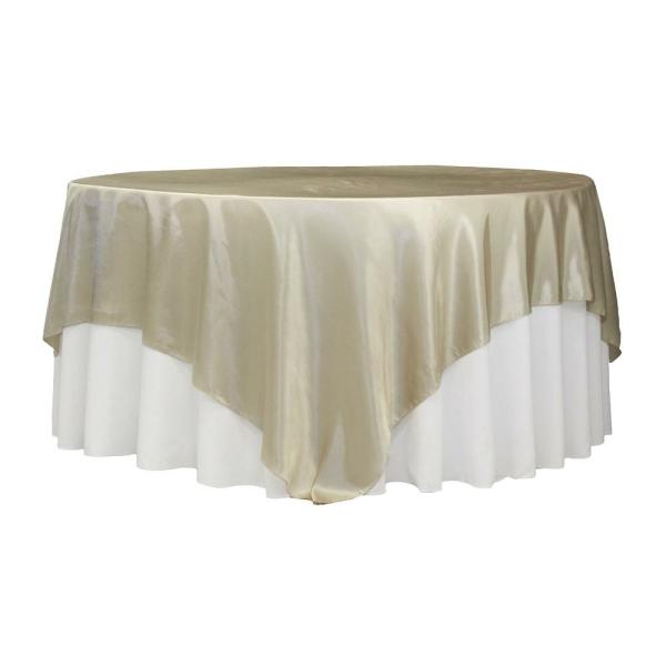 Satin Tablecloths | Sleek Satin Tablecloths 90" Square – Champagne Satin Tablecloths Satin Tablecloths