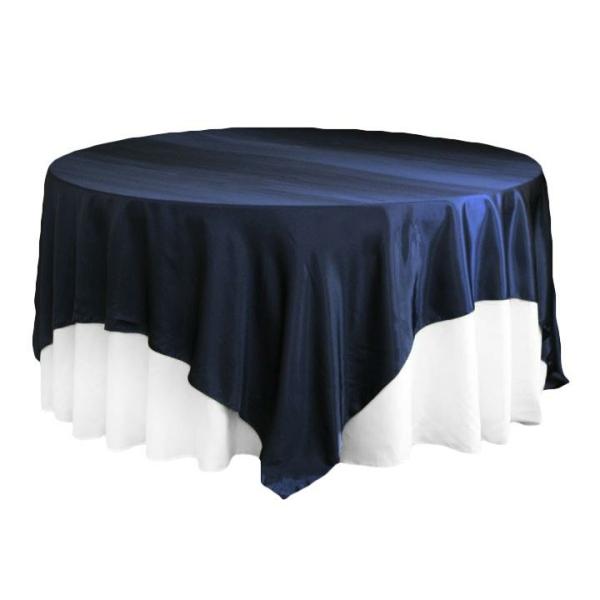 Satin Tablecloths | Sleek Satin Tablecloths 90" Square – Navy Blue Satin Tablecloths Satin Tablecloths