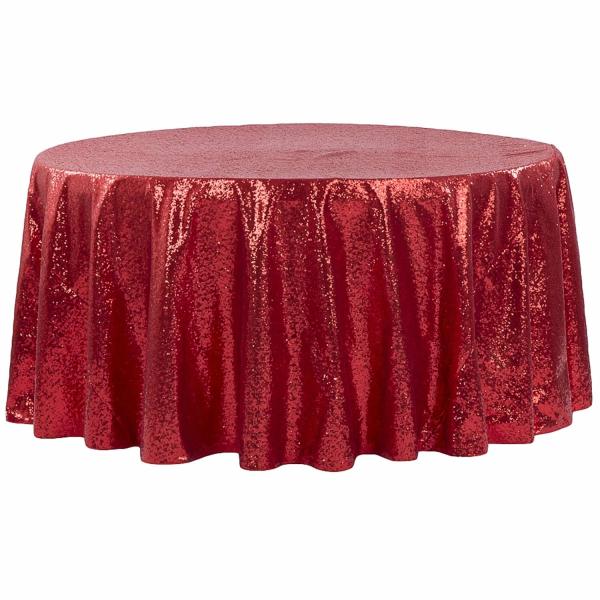 Sequin Tablecloths | 120" Round Sequin Tablecloth – Red Sequin Tablecloths Sequin Tablecloths