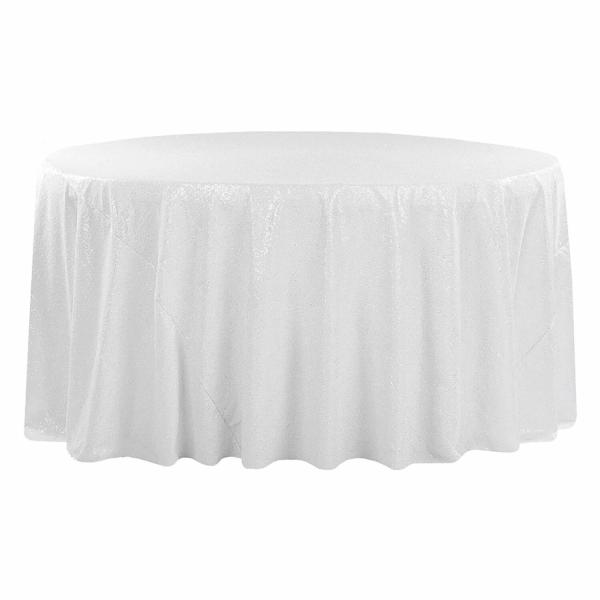 Sequin Tablecloths | 120" Round Sequin Tablecloth – White Sequin Tablecloths Sequin Tablecloths