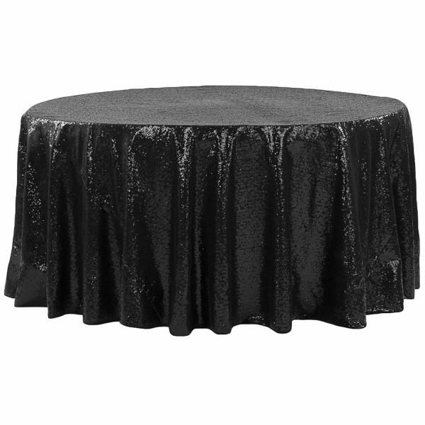 Sequin Tablecloths | 132" Round Sequin Tablecloth – Black Sequin Tablecloths Sequin Tablecloths