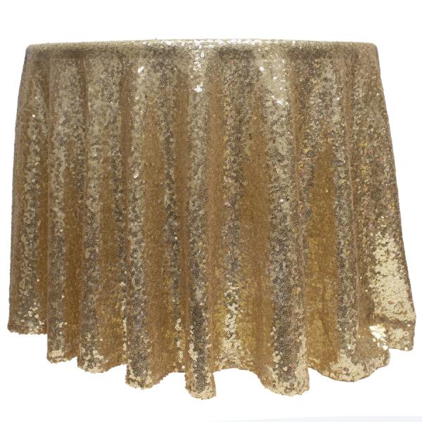 Sequin Tablecloths | Economy Round Sequin Table Cover 108" – Champagne Sequin Tablecloths Sequin Tablecloths