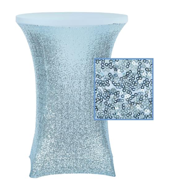 Sequin Tablecloths | Perfect Fit Sequin Spandex Cocktail Table Cover 30"-32" Round – Baby Blue Sequin Tablecloths Sequin Tablecloths