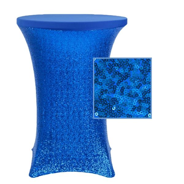 Sequin Tablecloths | Perfect Fit Sequin Spandex Cocktail Table Cover 30"-32" Round – Royal Blue Sequin Tablecloths Sequin Tablecloths