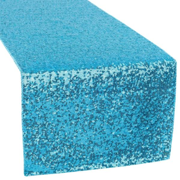 Sequin Tablecloths | Standard Sequin Table Runner – Aqua Blue Sequin Tablecloths Sequin Tablecloths