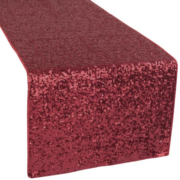 Sequin Tablecloths | Standard Sequin Table Runner – Burgundy Sequin Tablecloths Sequin Tablecloths