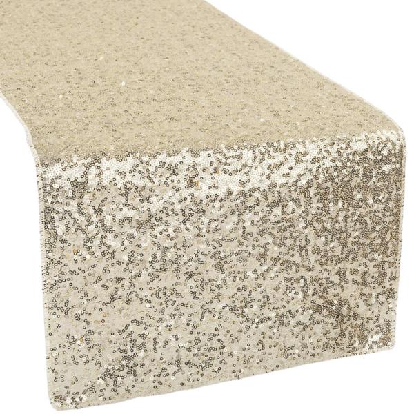 Sequin Tablecloths | Standard Sequin Table Runner – Champagne Sequin Tablecloths Sequin Tablecloths