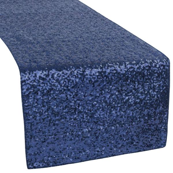 Sequin Tablecloths | Standard Sequin Table Runner – Navy Blue Sequin Tablecloths Sequin Tablecloths