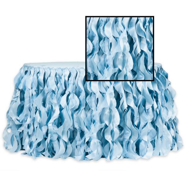 Spiral Table Skirts | Spiral Taffeta & Organza Table Skirt – 14 Feet X 30 Inches High – Baby Blue Spiral Table Skirts Spiral Table Skirts