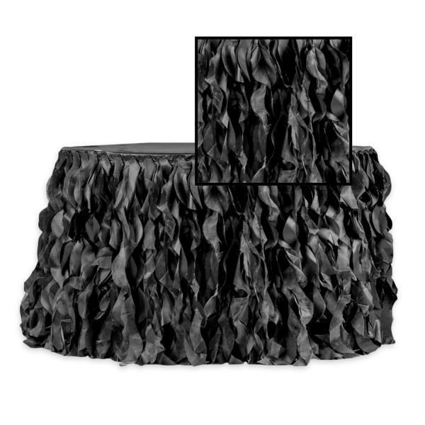 Spiral Table Skirts | Spiral Taffeta & Organza Table Skirt – 14 Feet X 30 Inches High – Black Spiral Table Skirts Spiral Table Skirts