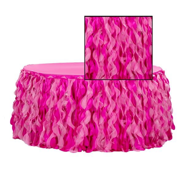 Spiral Table Skirts | Spiral Taffeta & Organza Table Skirt – 14 Feet X 30 Inches High – Fuchsia Spiral Table Skirts Spiral Table Skirts