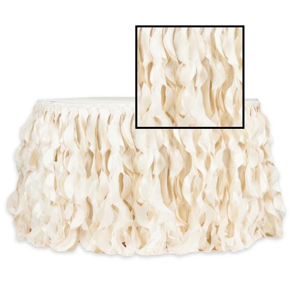 Spiral Table Skirts | Spiral Taffeta & Organza Table Skirt – 14 Feet X 30 Inches High – Ivory Spiral Table Skirts Spiral Table Skirts