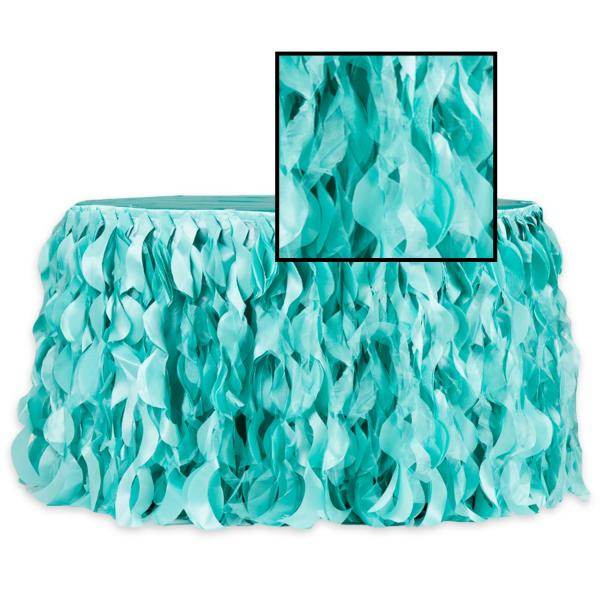 Spiral Table Skirts | Spiral Taffeta & Organza Table Skirt – 17 Feet X 30 Inches High – Turquoise Spiral Table Skirts Spiral Table Skirts