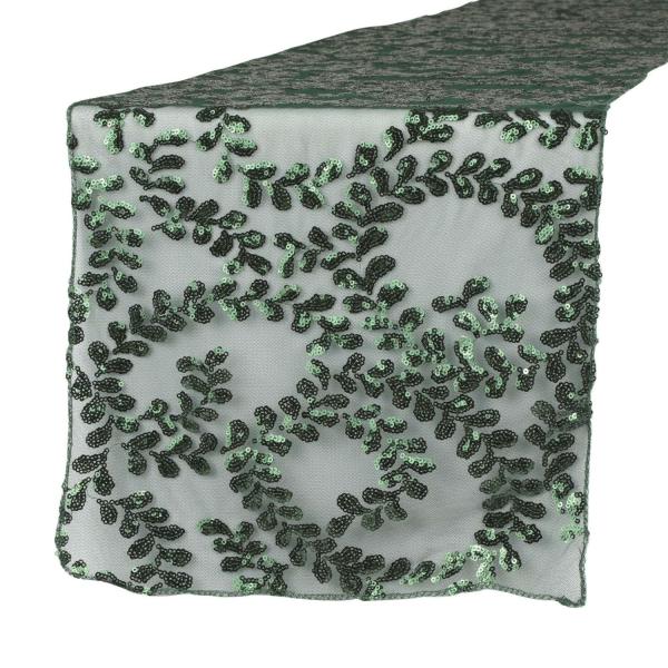 Table Runners | Sequin Looping Leaves Table Runner – Emerald Green Table Linens & Table Skirts Table Runners