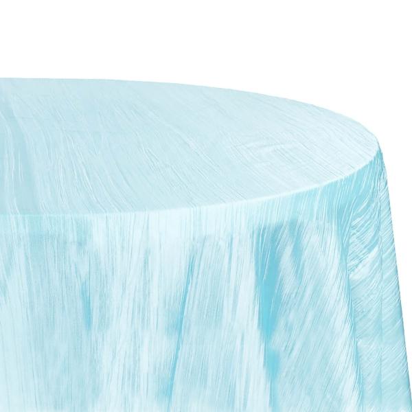 Taffeta Tablecloths | Accordion Crushed Taffeta – 120" Round Tablecloth – Baby Blue Table Linens & Table Skirts Taffeta Tablecloths