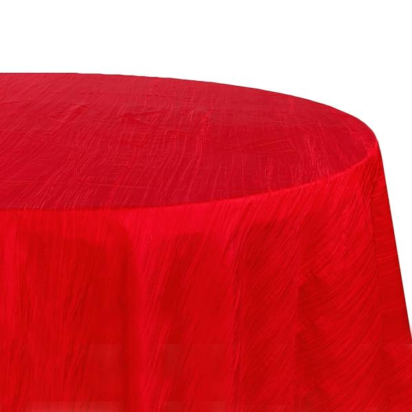 Taffeta Tablecloths | Accordion Crushed Taffeta – 120" Round Tablecloth – Red Table Linens & Table Skirts Taffeta Tablecloths