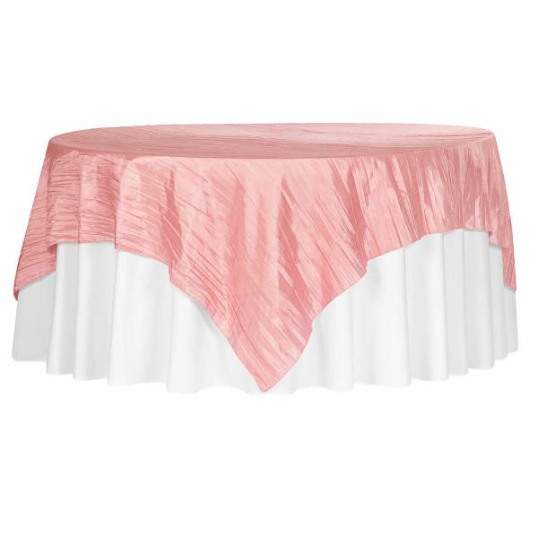 Taffeta Tablecloths | Accordion Crushed Taffeta – 85"X85" Square Table Topper/Overlay – Dusty Rose/Mauve Table Linens & Table Skirts Taffeta Tablecloths