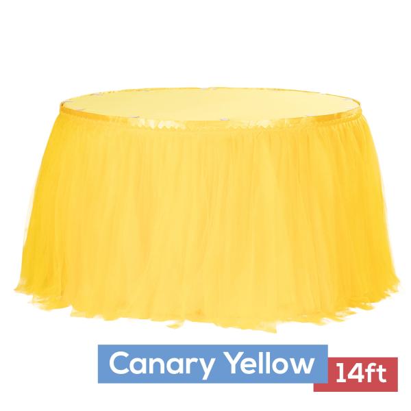 Tulle Table Skirts | Sheer Tulle Tutu Table Skirt – 14Ft Long – Canary Yellow Table Linens & Table Skirts Tulle Table Skirts