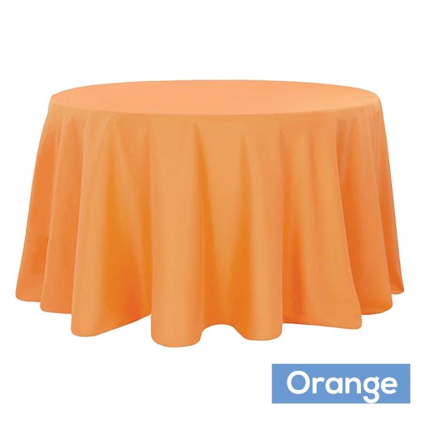 Polyester Tablecloths | 120" Round 200 Gsm Polyester Tablecloth – Orange Polyester Tablecloths Polyester Tablecloths