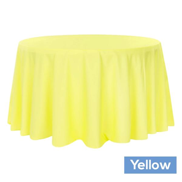 Polyester Tablecloths | 120" Round 200 Gsm Polyester Tablecloth – Yellow Polyester Tablecloths Polyester Tablecloths