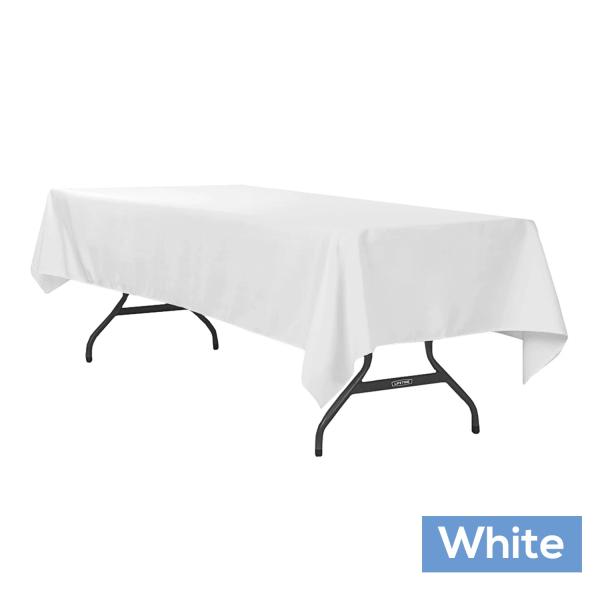 Polyester Tablecloths | 60" X 120" Rectangular 200 Gsm Polyester Tablecloth – White Polyester Tablecloths Polyester Tablecloths