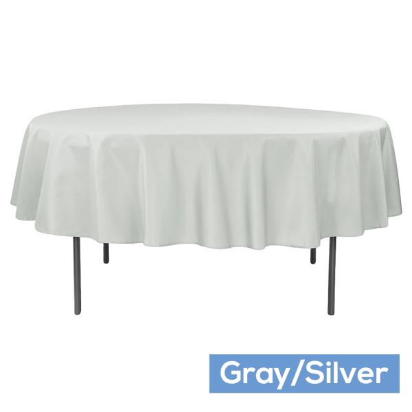 Polyester Tablecloths | 90" Round 200 Gsm Polyester Tablecloth – Gray/Silver Polyester Tablecloths Polyester Tablecloths