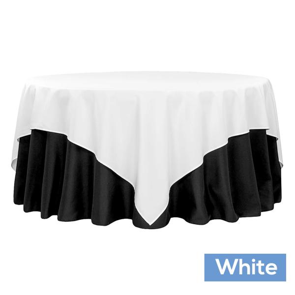 Polyester Tablecloths | 90" Square 200 Gsm Polyester Tablecloth / Overlay – White Polyester Tablecloths Polyester Tablecloths