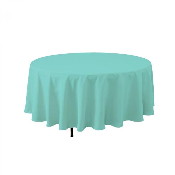 Polyester Tablecloths | Economy Round Polyester Table Cover 90" – Aqua Polyester Tablecloths Polyester Tablecloths