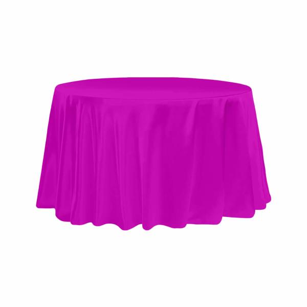 Satin Tablecloths | Sleek Satin Tablecloth 120" Round – Magenta Violet Satin Tablecloths Satin Tablecloths