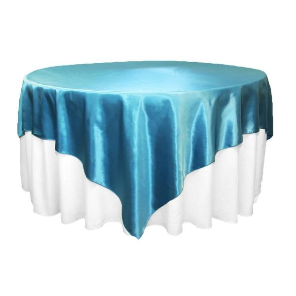 Satin Tablecloths | Sleek Satin Tablecloths 90" Square – Aqua Blue Satin Tablecloths Satin Tablecloths