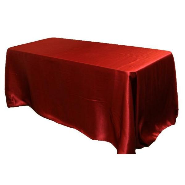 Satin Tablecloths | Sleek Satin Tablecloth 90"X132" Rectangular – Burgundy Satin Tablecloths Satin Tablecloths